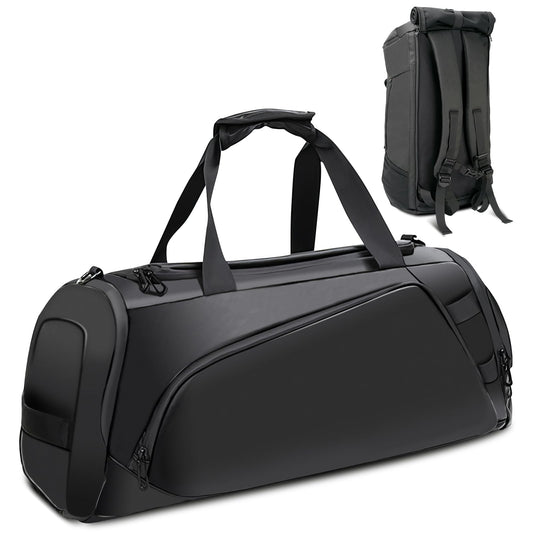 40L Travel Duffle Bag, 4-in-1 Large Gym Bag with Shoe & Wet Clothes and Laptop Compartments, Black