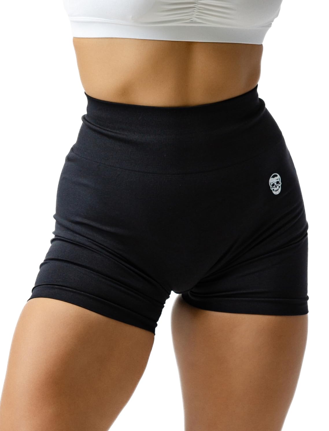 Gymreapers Seamless Shorts Infinity High Waist Biker Workout Scrunch Shorts for Women Athletic Gym Running Pilates Yoga Sport Short (Black)