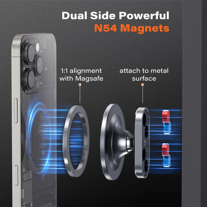 A2C All-Metal Gym Magnetic Phone Holder for MagSafe,High-End Workout Essentials Gifts for Men Women,[Dual Magnet] Portable Phone Mount Gym Accessories Compatible with iPhone 16 15 14 13 12 Series,Gray