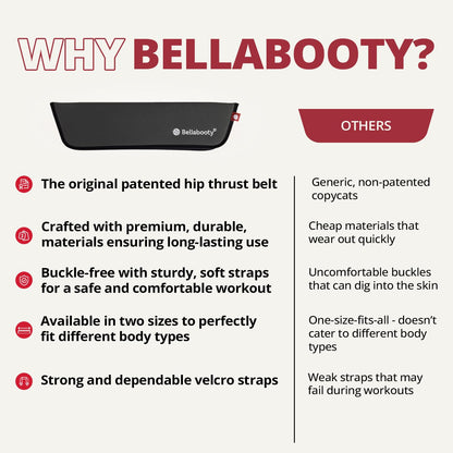 Bellabooty OG Belt - Bellabooty Exercise Hip Thrust Belt – For Dumbbells, Kettlebells, and Plates – Slip-Resistant Padding for Hip Protection – Perfect for Gym, Home, and On-the-Go Workouts